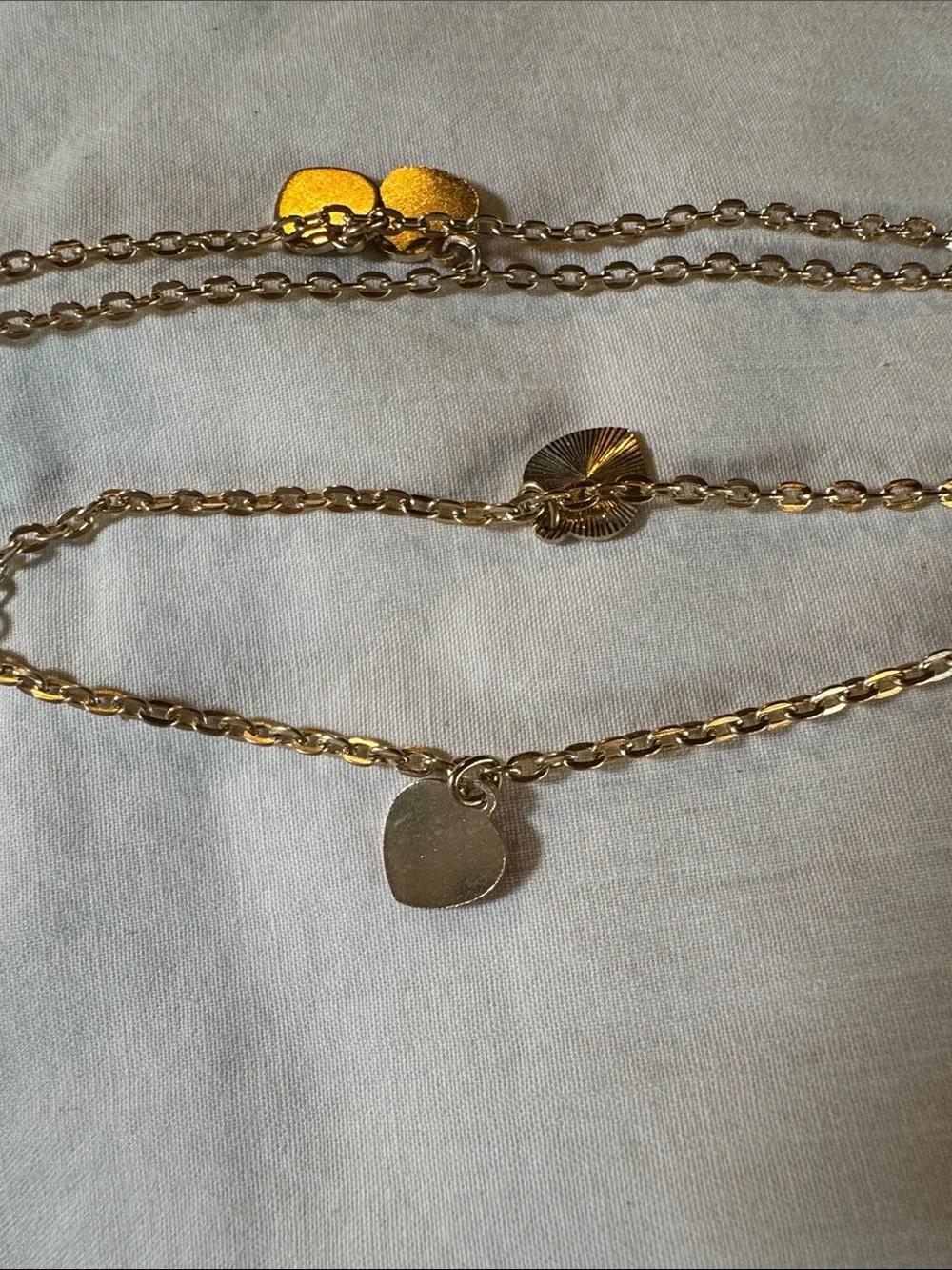 Gold-Tone Layered (2 included in listing) Chain Anklet with Disc Charms